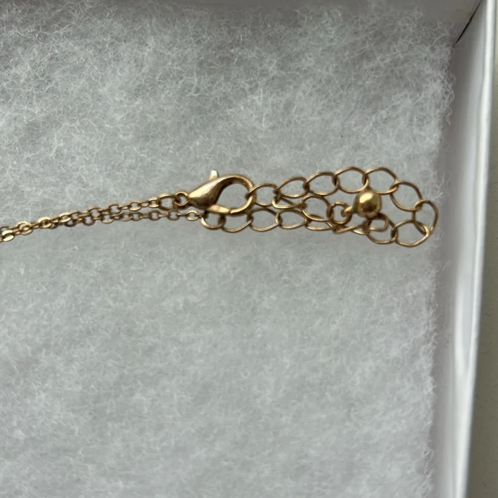 Gold Chain Necklace with Red Sparkle Pendant